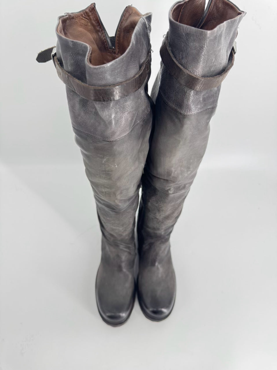 AS 98 Size 39 Gunmetal Leather Embossed Boots