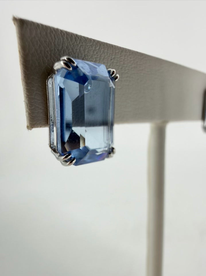 SWAROVSKI Blue Emerald Shape Stud Earrings