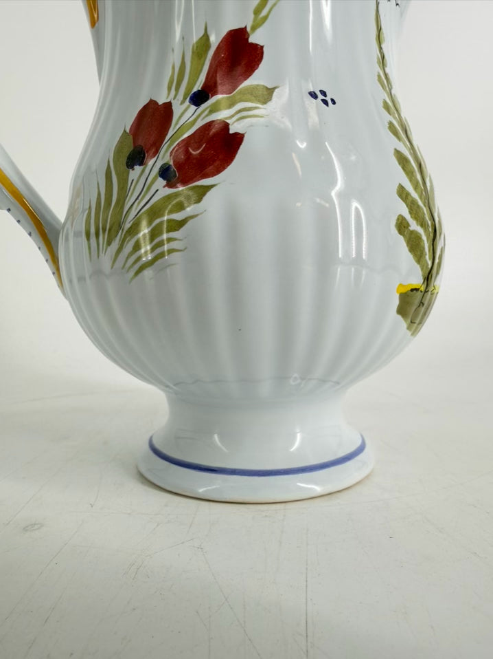 QUIMPER Mistral Blue White, Blue & Yellow Ceramic Pitcher