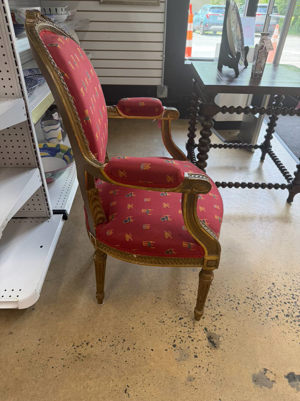 Gold French Chair w/ Red Fabric