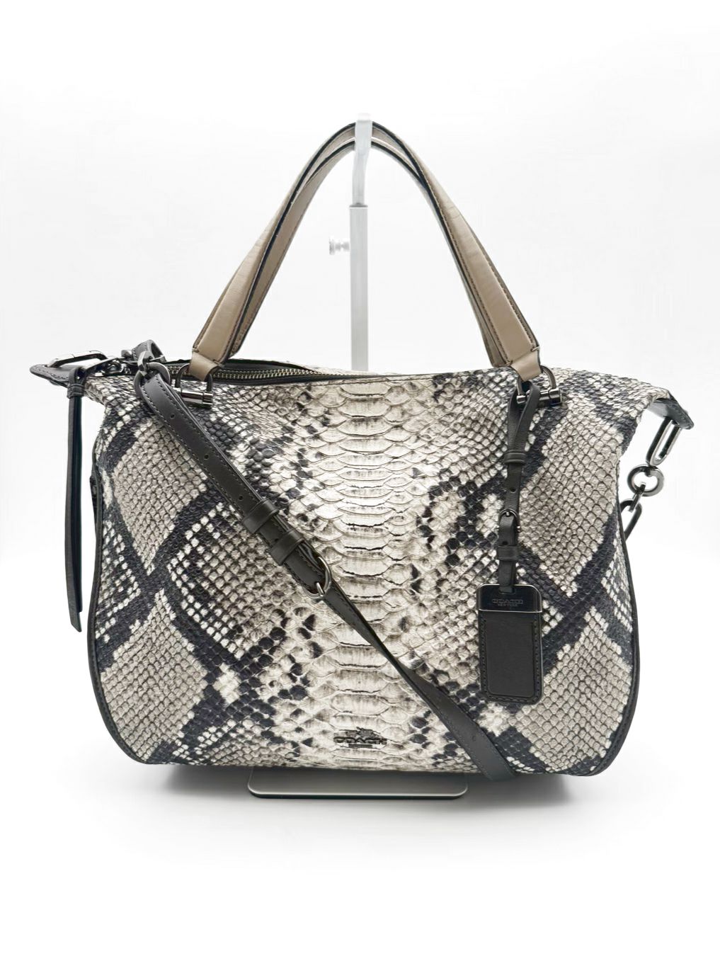 COACH Gray & Black Leather Embossed Purse