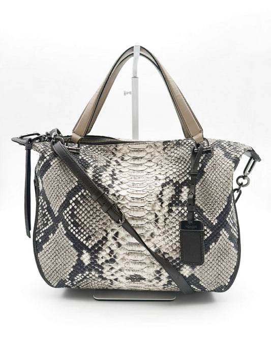 COACH Gray & Black Leather Embossed Purse