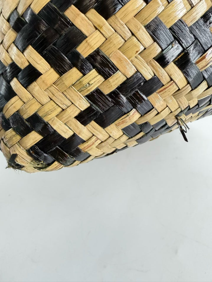 ALLSAINTS Black & Natural Raffia Woven Tote Bag