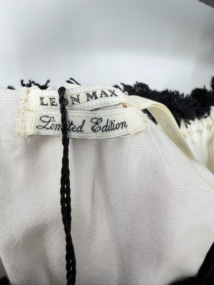 LEON MAX Size M Ivory & Black Silk Dress NWT