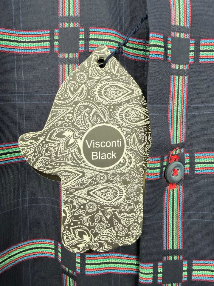 VISCONTI BLACK Size XL Black Print Long Sleeve Shirt NWT