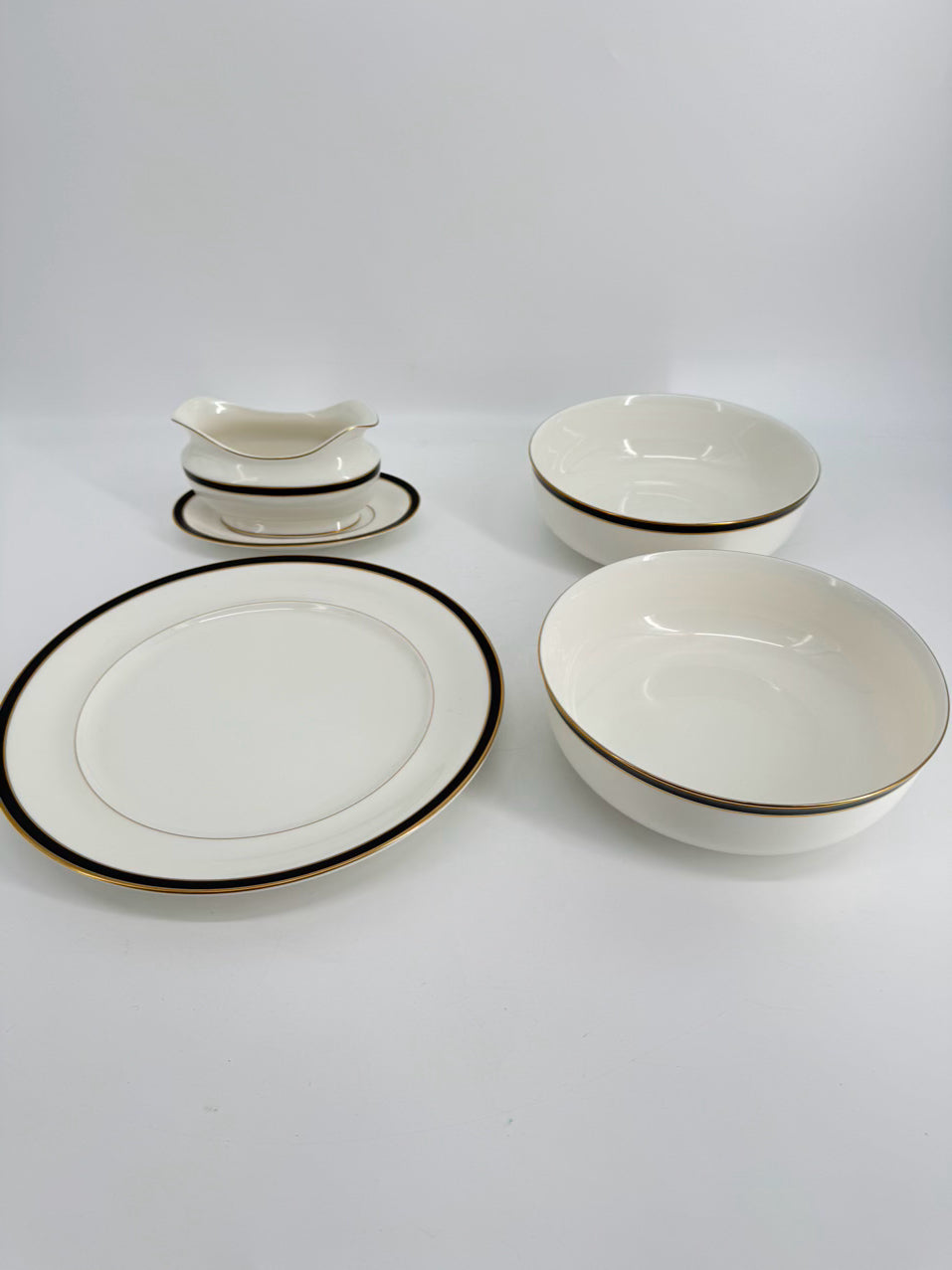 MIKASA White & Black China Dinnerware Set for 12