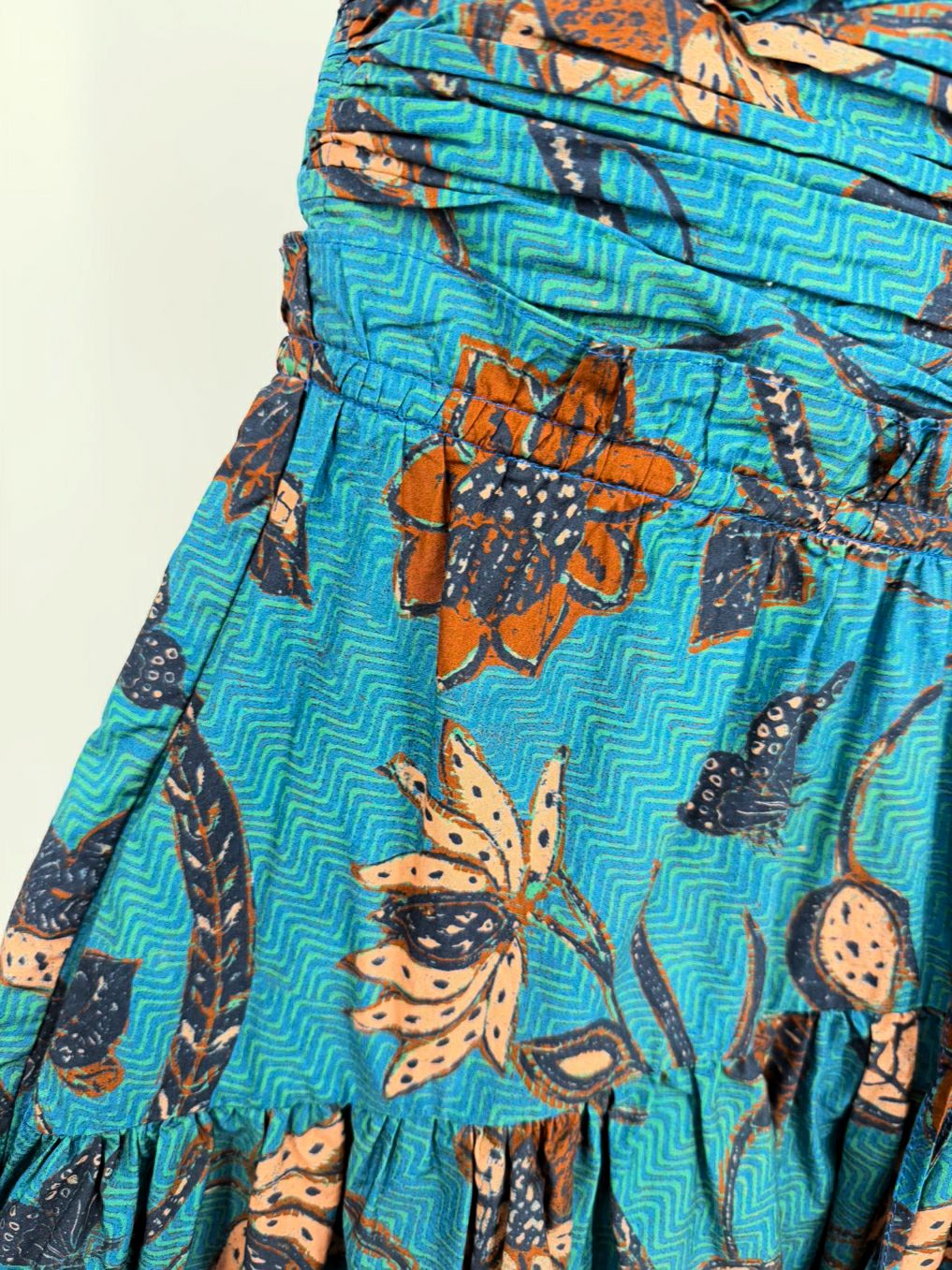 ULLA JOHNSON Size Wmn's 6 Teal Floral Halter Midi-Dress