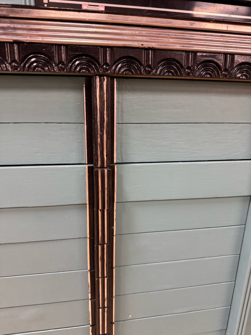 VINTAGE Turquoise & Black Painted Wood Art Deco Dental Detail Cabinet