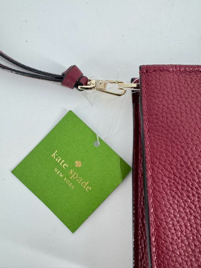 KATE SPADE Wine Pebbled Leather Jackson Street Marlow Wristlet NWT