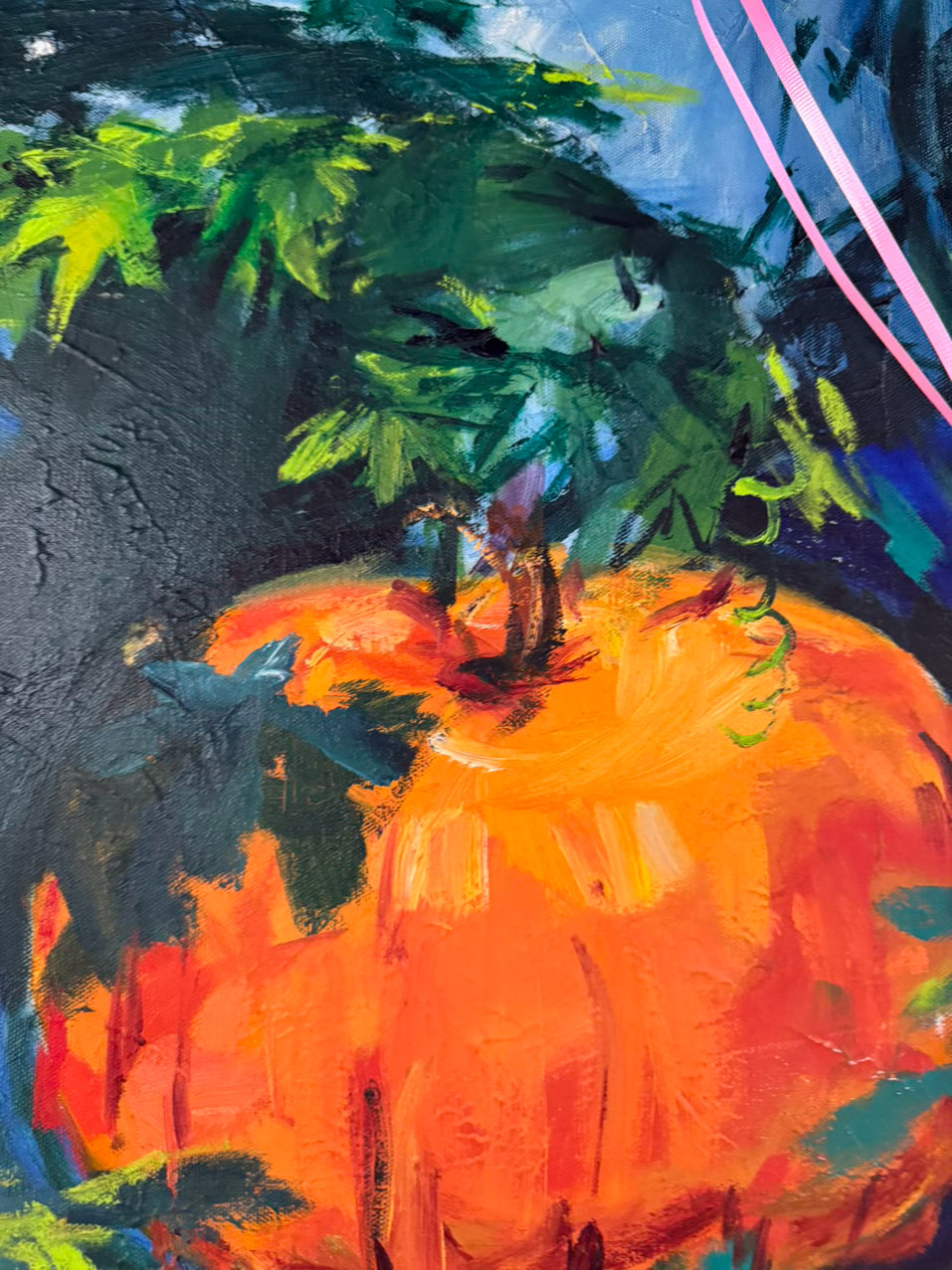 JOHN BLOOMFIELD Pumpkins, Melons, & Grapes Painting in Gold Frame