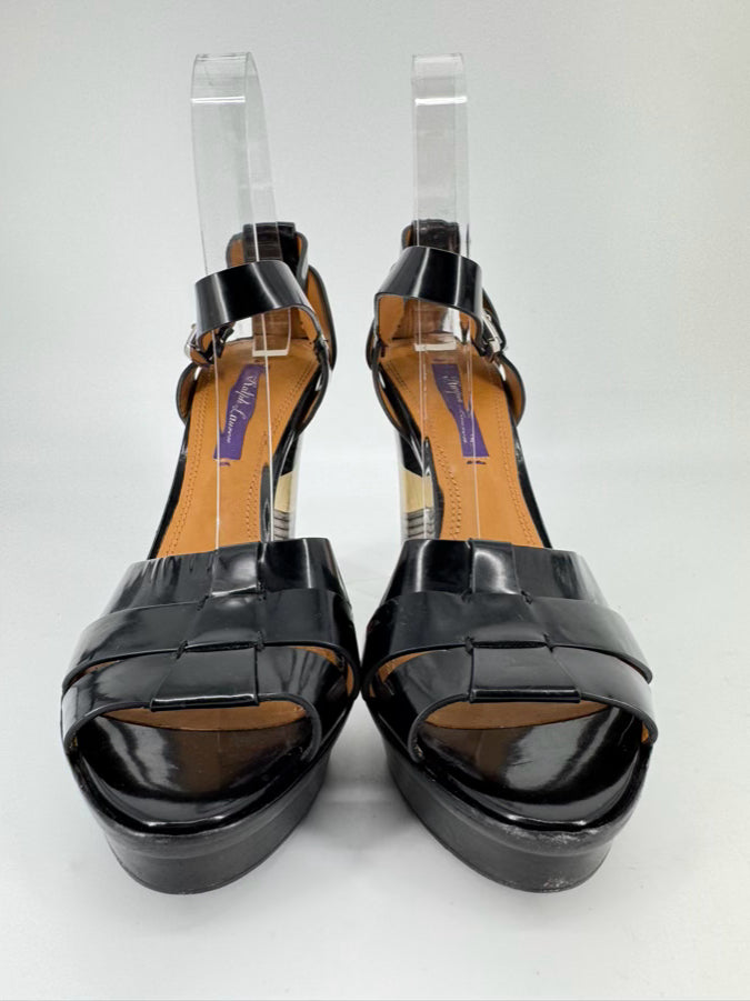 RALPH LAUREN PURPLE LABEL Size 39 Black Patent Leather Pumps