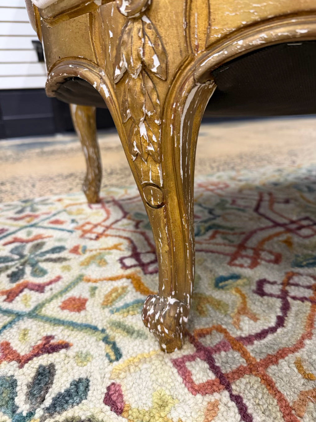 Gold French Louis XV Wood Carved Sofa