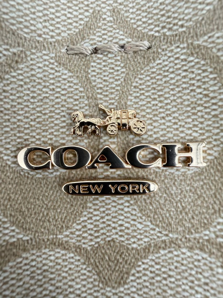 COACH Beige Coated Canvas Monogram Purse