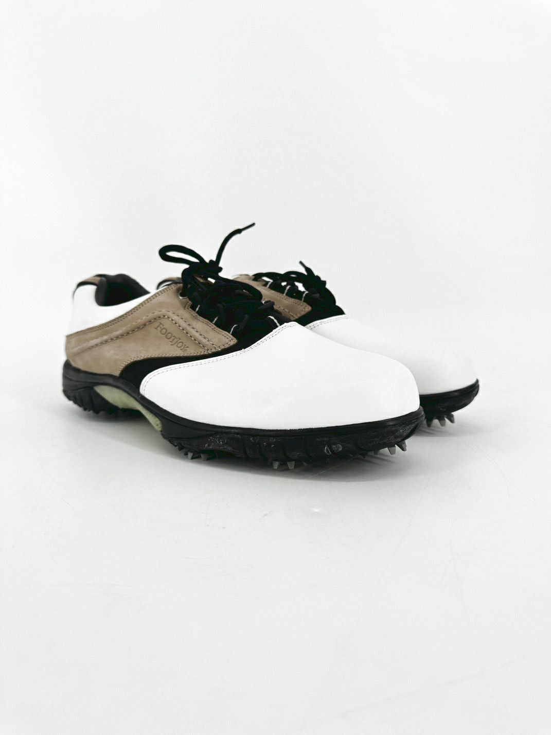 FOOTJOY Size 12 White & Brown Golf Shoes w/ Spikes