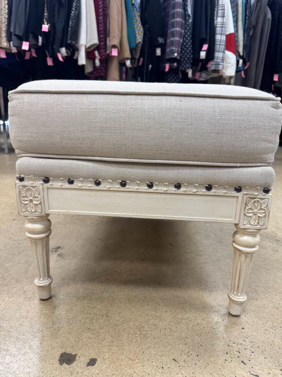 ETHAN ALLEN Cream French Foot Stool