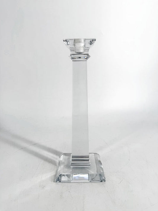TIFFANY & CO. Clear Glass Tall Candleholder w/ Square Base