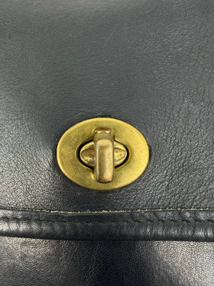 VINTAGE COACH Black Leather Crossbody Bag
