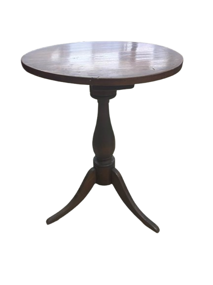 ANTIQUE Wood Round Occasional Table w/ Tripod Legs