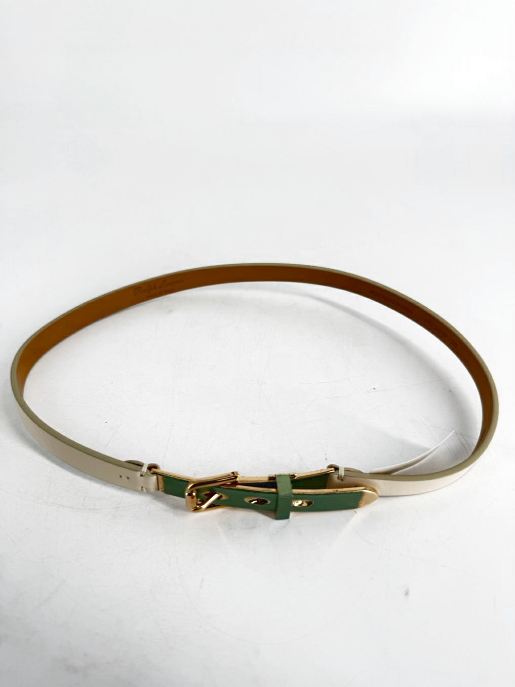 RALPH LAUREN xs Cream Leather Belt NWT