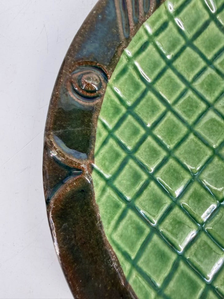 ANDERSON & JOHANNSON Green Höganäs Pottery Fish Plate Setting For 6