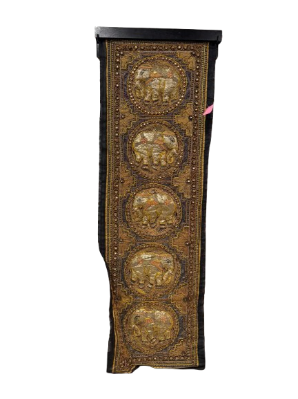 Gold & Black Embroidered Elephant Tapestry