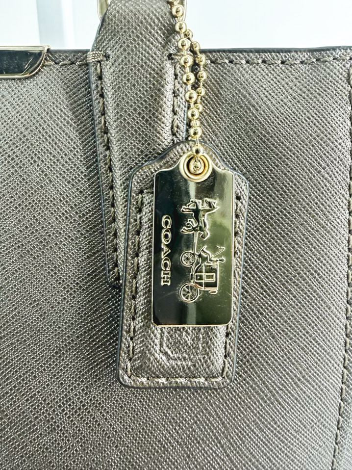 COACH Madison Metallic Bronze Saffiano Leather Mini Tote