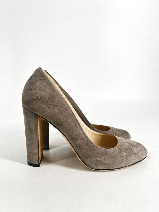 JIMMY CHOO Size 38 Gray Leather Heels