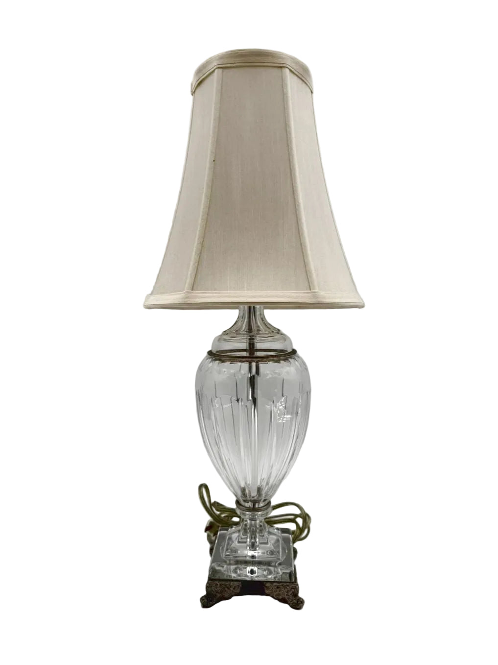 SCHONBEK Crystal Lamp & Shade w/ Silver Plated Feet