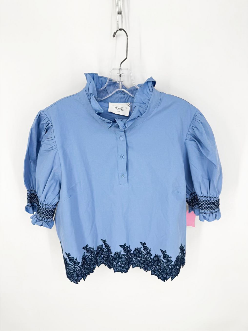 HYACINTH HOUSE Size XXL Blue Embroidered Blouse