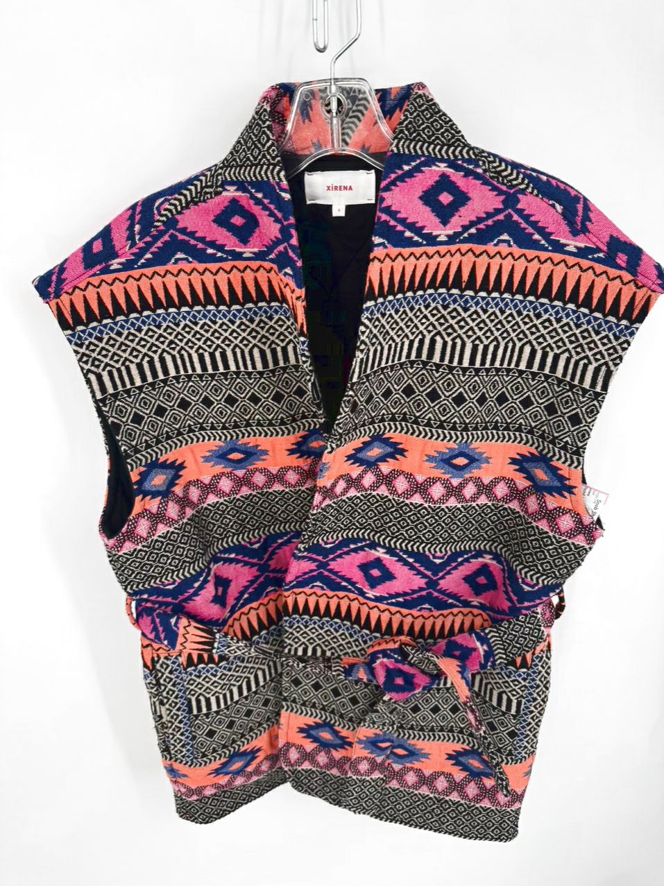 XIRENA Size S Black & Orange Belted Vest