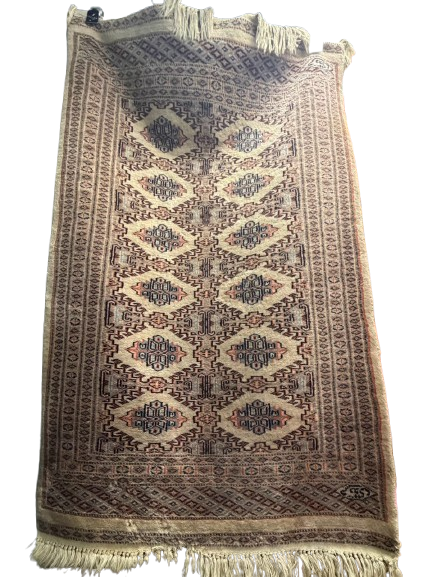 Oriental Taupe, Pink & Blue Silk Area Rug