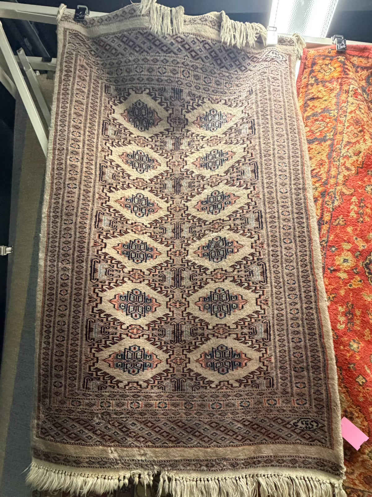 Oriental Taupe, Pink & Blue Silk Area Rug