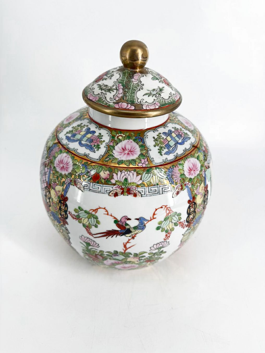 Pink, White & Green Porcelain Famille Rose Ginger Jar