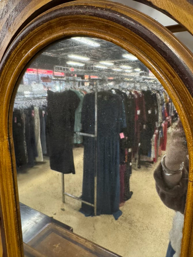 ANTIQUE Wood Dresser w/ Smoky Mirror