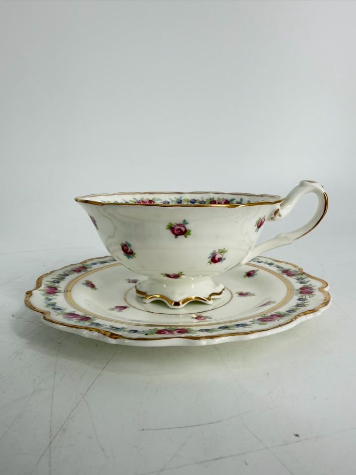 CAULDON White, Pink, Blue & Green China Breakfast Tray Dishware