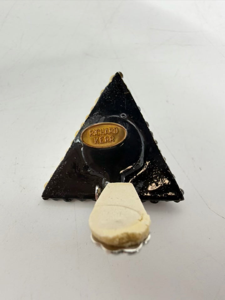 VINTAGE RICHARD KERR Black, White, & Grey Triangle Art Deco Clip on Earrings