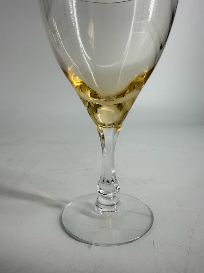 VINTAGE FOSTORIA Crystal Vogue Gold Tint Set of 8 Sherry Glasses