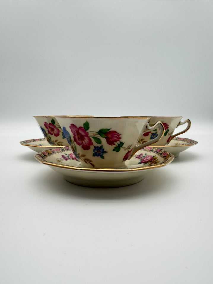 BLACK KNIGHT Palmero White, Pink, Yellow & Blue Porcelain Dinnerware Setting for 4 Includes Serving Pieces