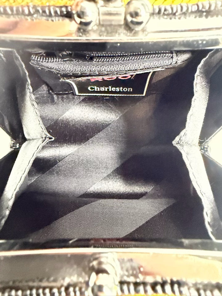MOO ROO CHARLESTON SIGNED MARY NORTON Black Feather Beaded Art Deco Evening Bag