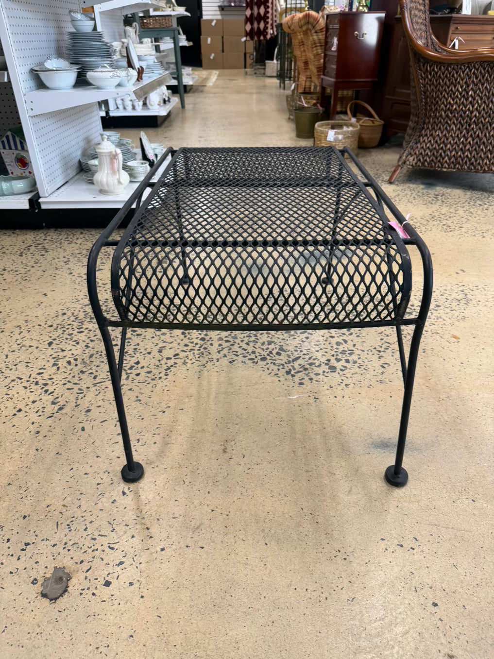 VINTAGE Black Wrought Iron Outdoor Coffee Table