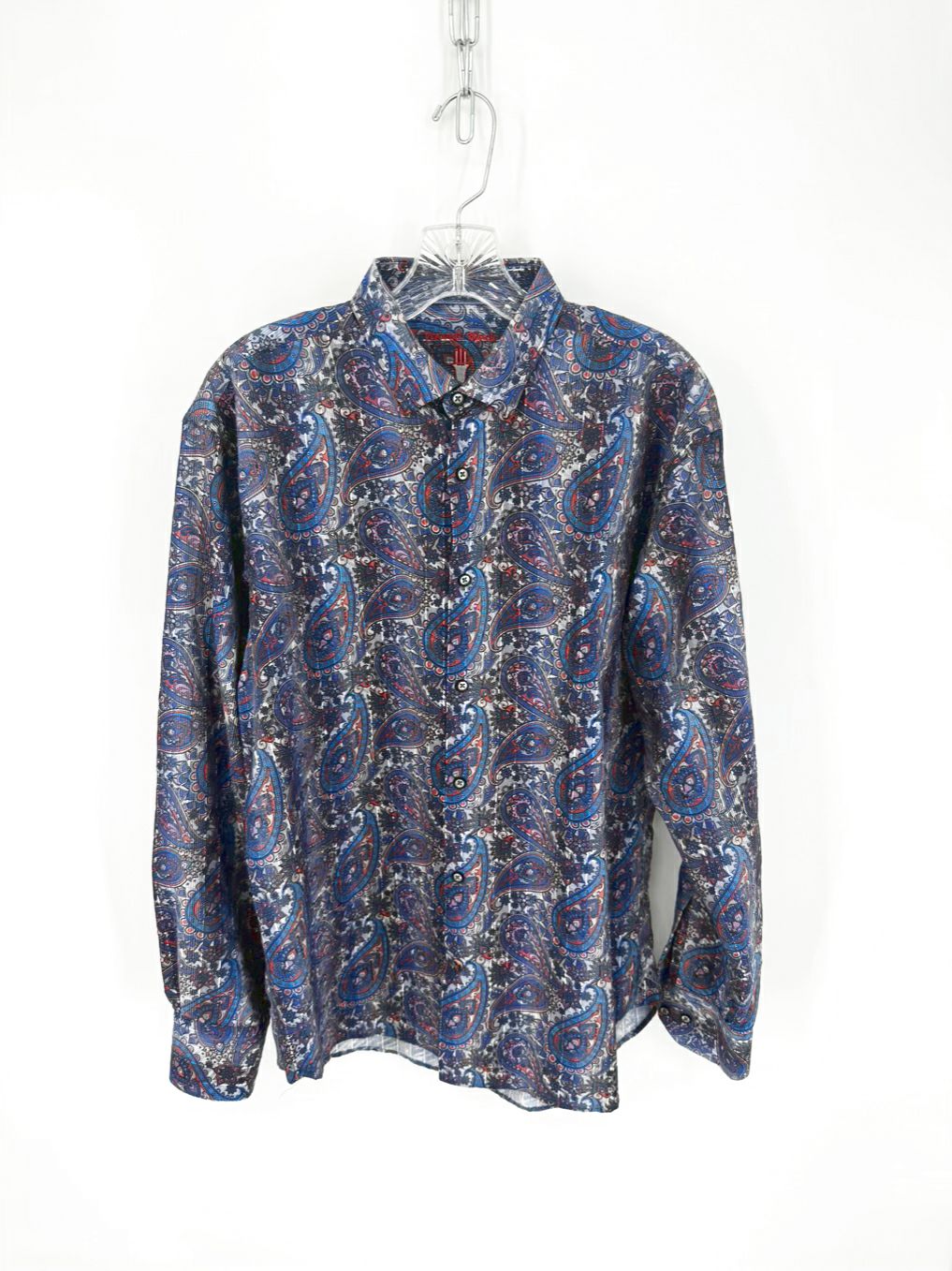 VISCONTI BLACK Size M Blue Paisley Long Sleeve Shirt