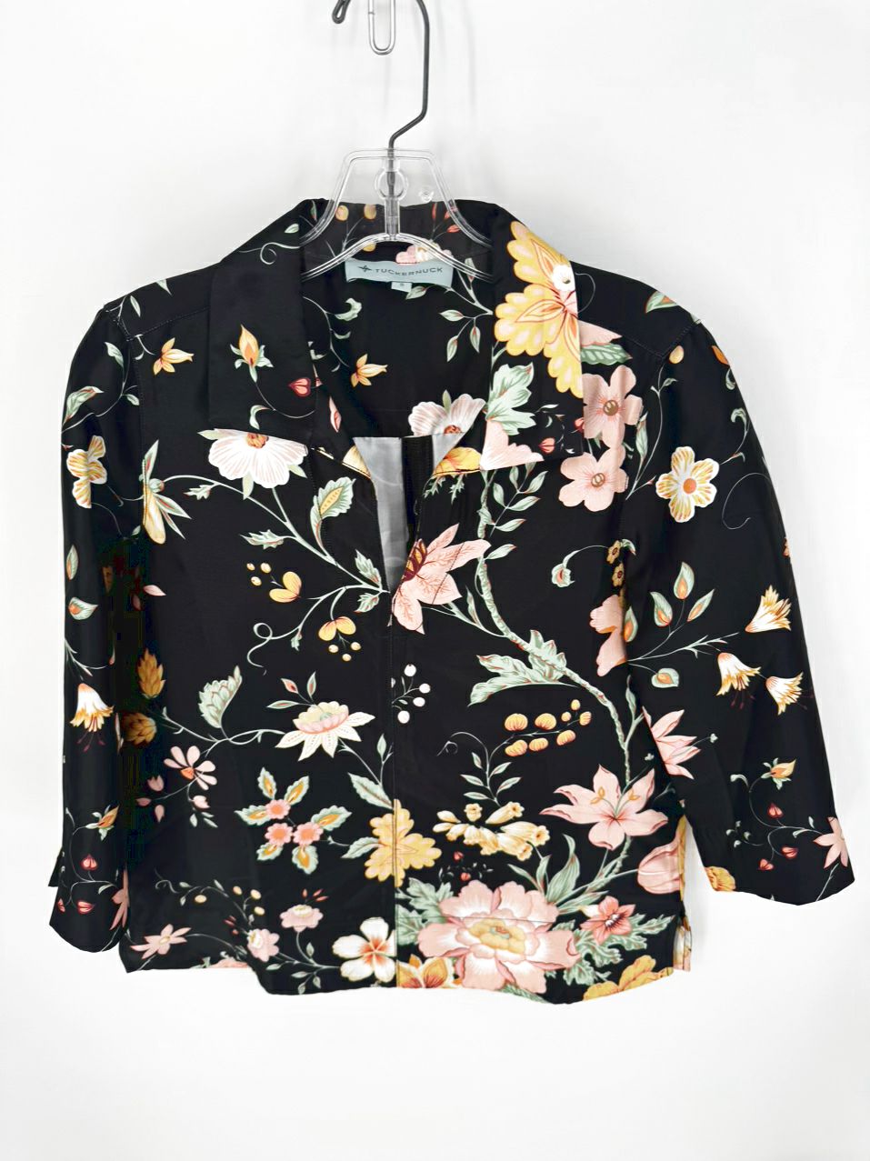 TUCKERNUCK Size S Black Floral Print Blouse