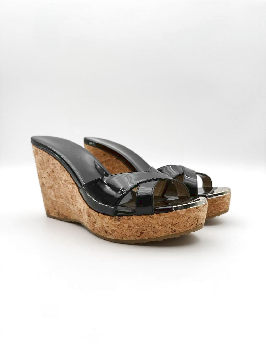 JIMMY CHOO WMNS Size 38 Black Cork Wedge