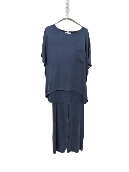 LUNYA Wmn's Size XL Navy Silk Pajama Set