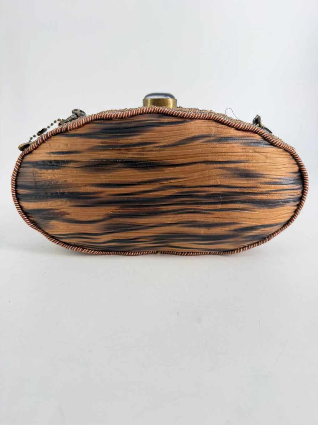 MARY FRANCES Beaded Tan, Brown & Teal Carmel Macchiato Gemstone Purse NWT