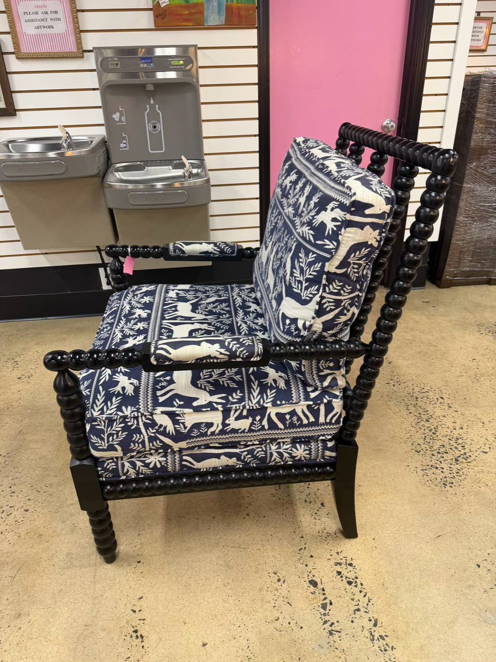 Blue & White Bobbin Wood Chair