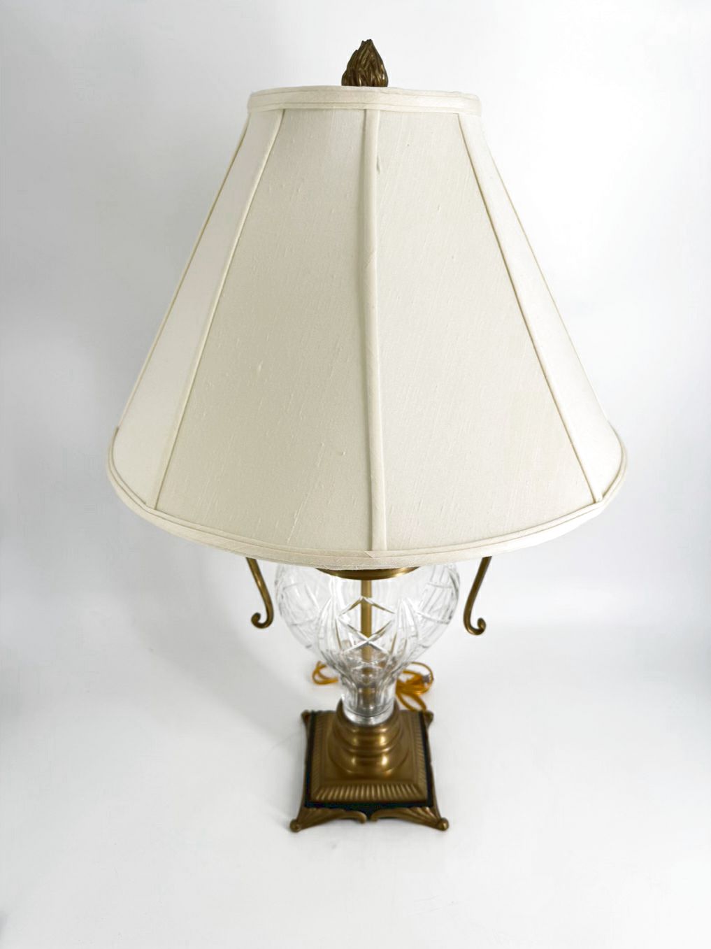 Brass & Crystal Urn Lamp w/ Shade