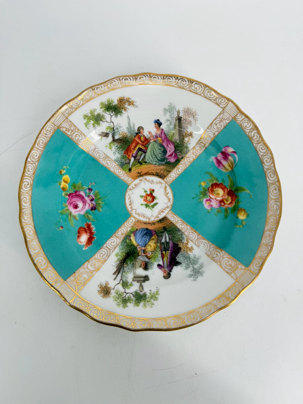 DRESDEN Multi Colored Porcelain Set Of 11 Plates w/ Flower Design