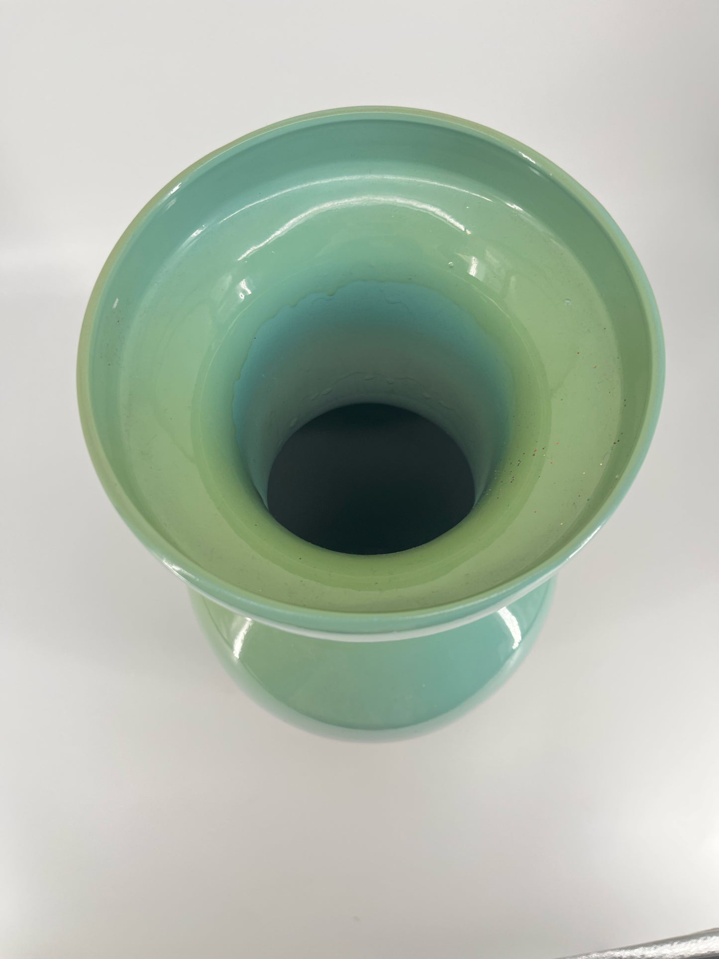 ABBY GELINA Green & Yellow Painted Boat Scene Vase