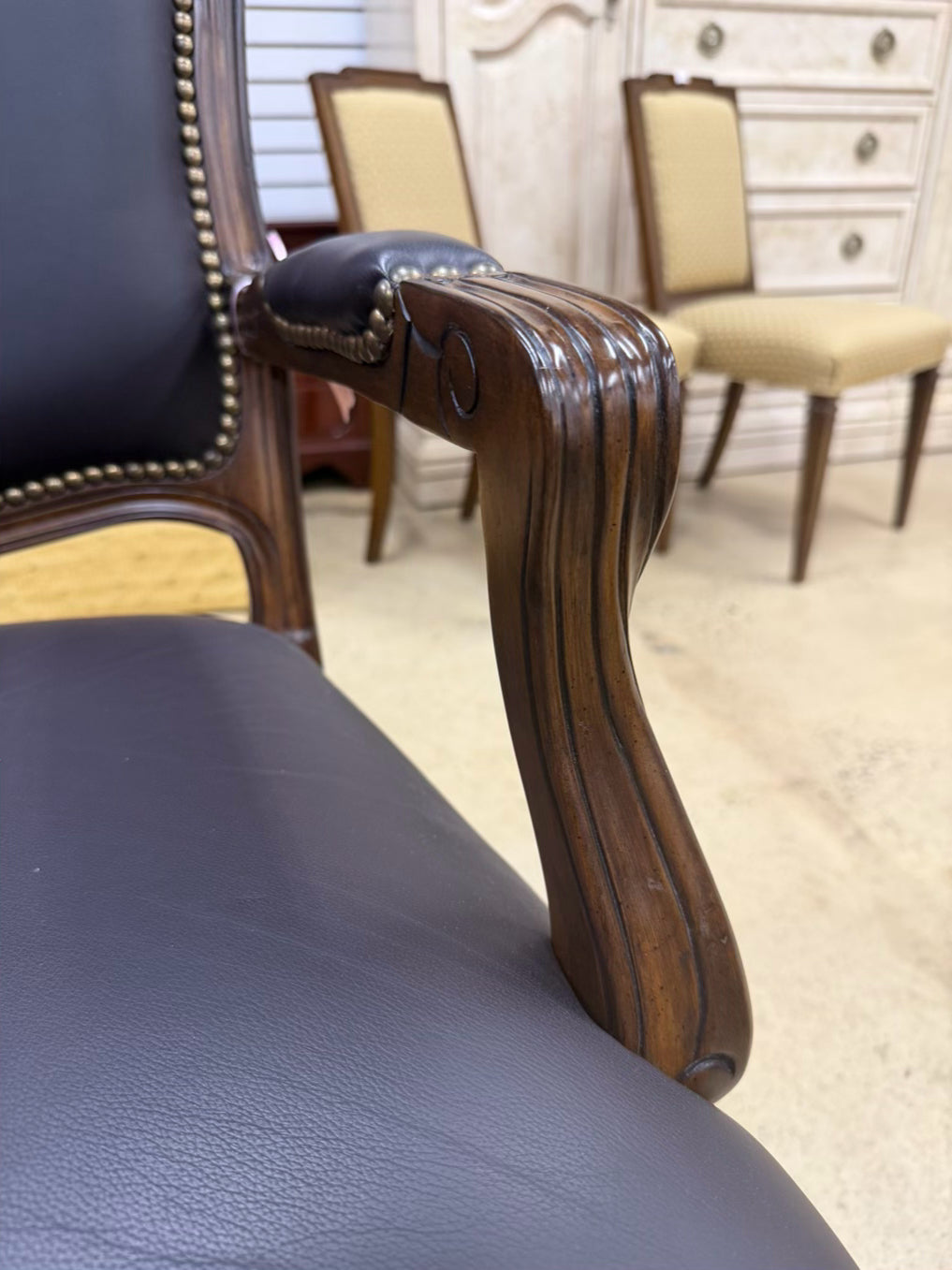 Black Faux Leather Nail Head Chair